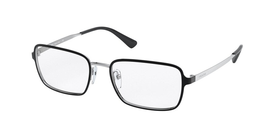 Prada PR57XV Pillow Eyeglasses  5241O1-TOP MATTE BLACK/SILVER 56-18-150 - Color Map gunmetal