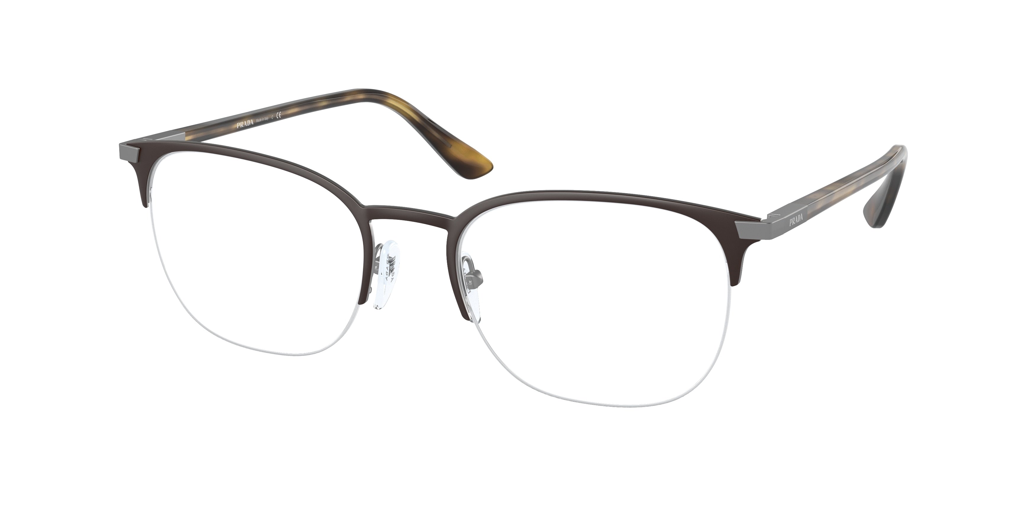 Prada PR57YV Oval Eyeglasses  02Q1O1-Matte Brown 54-145-20 - Color Map Brown