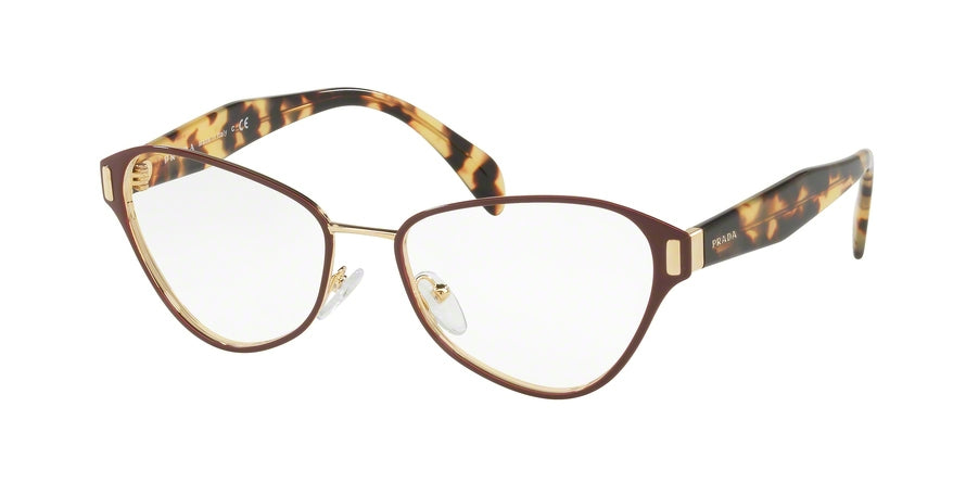 Prada PR58UV Irregular Eyeglasses  TY71O1-TOP BORDEAUX/GOLD 53-17-140 - Color Map gunmetal