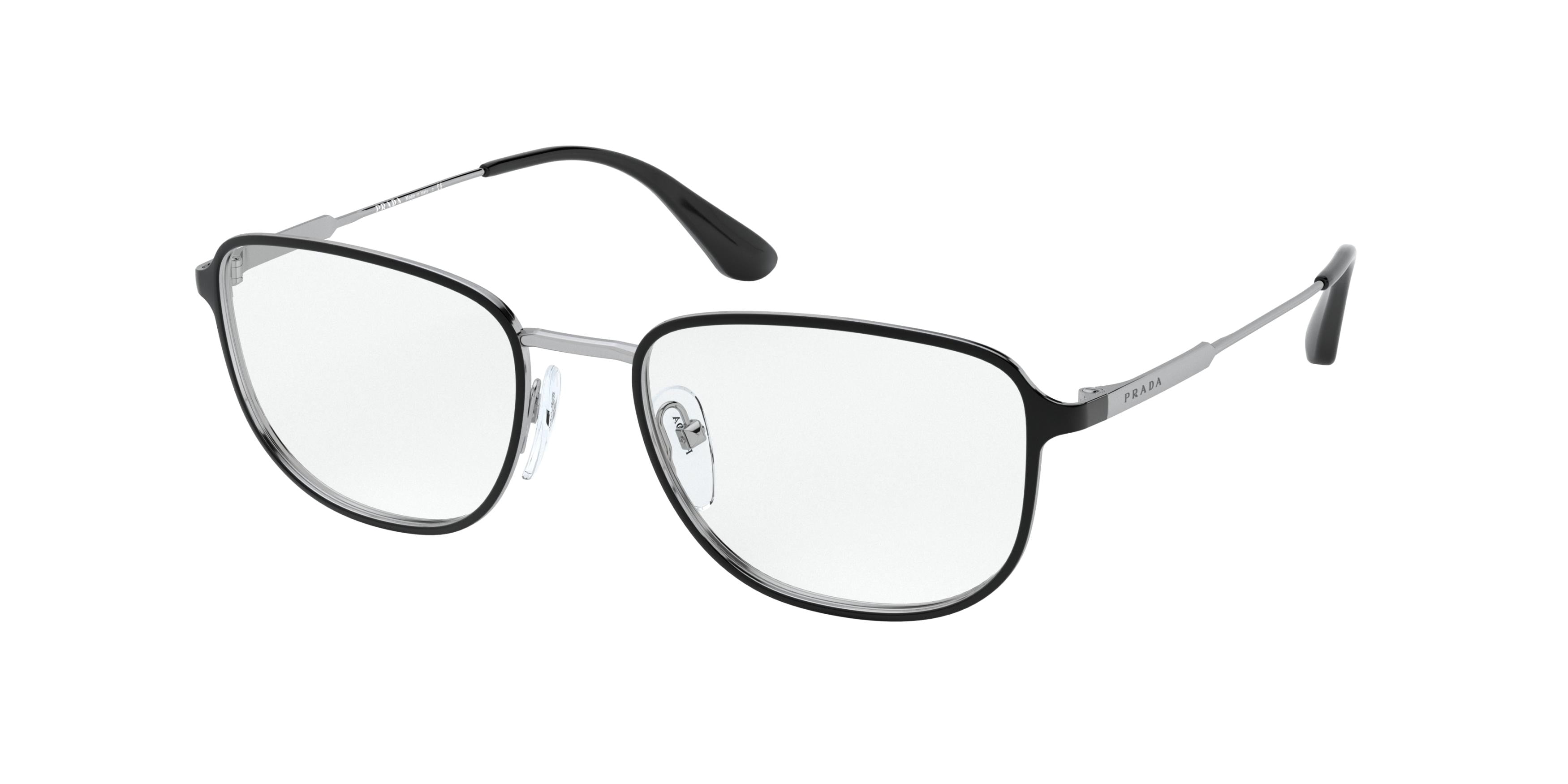 Prada CONCEPTUAL PR58XV Square Eyeglasses  5241O1-Top Matte Black/Silver 54-145-18 - Color Map Black