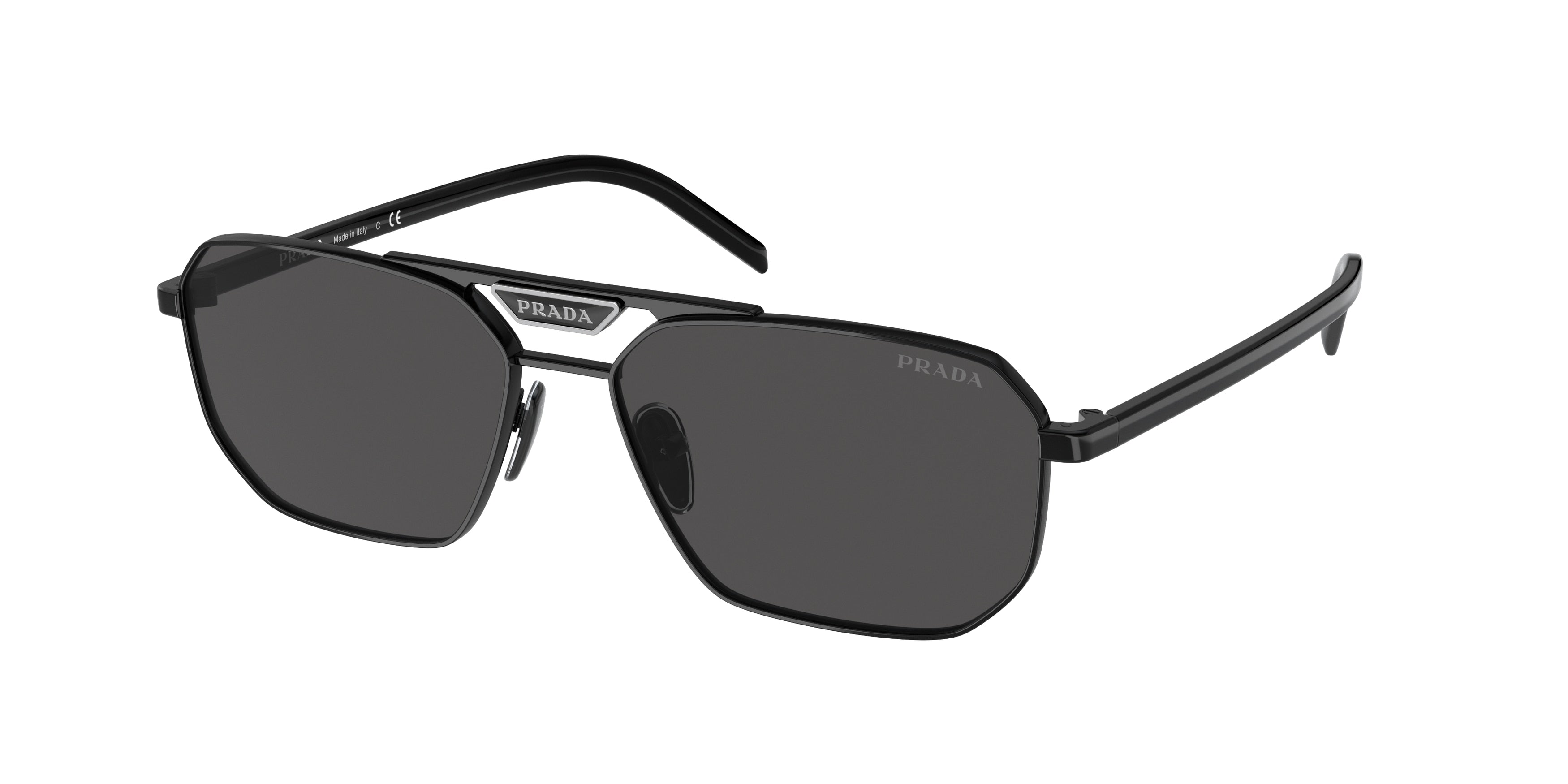 Prada PR58YS Rectangle Sunglasses  1AB5S0-Black 57-145-15 - Color Map Black
