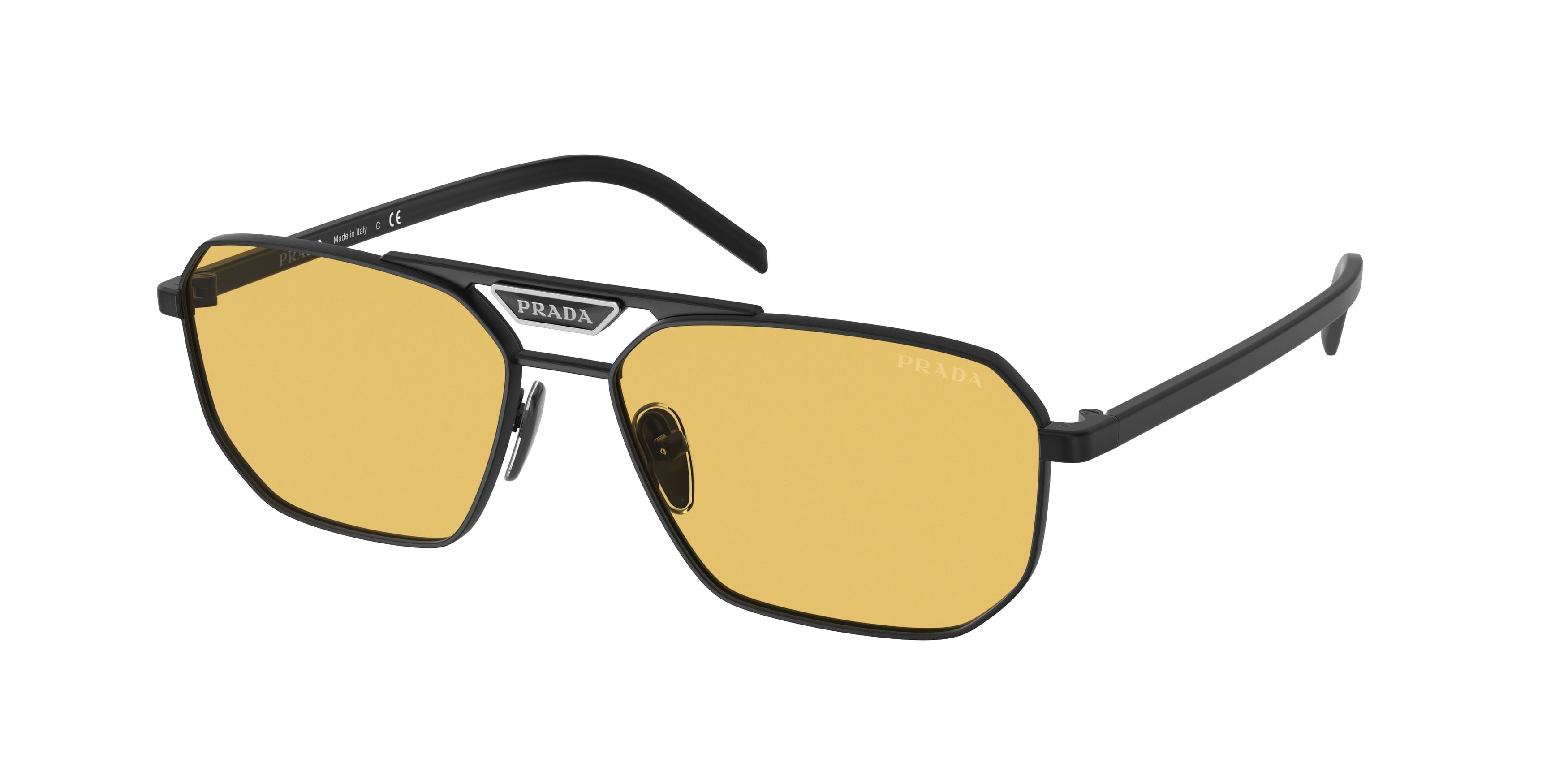 Prada PR58YS Rectangle Sunglasses  1BO0B7-Matte Black 57-145-15 - Color Map Black