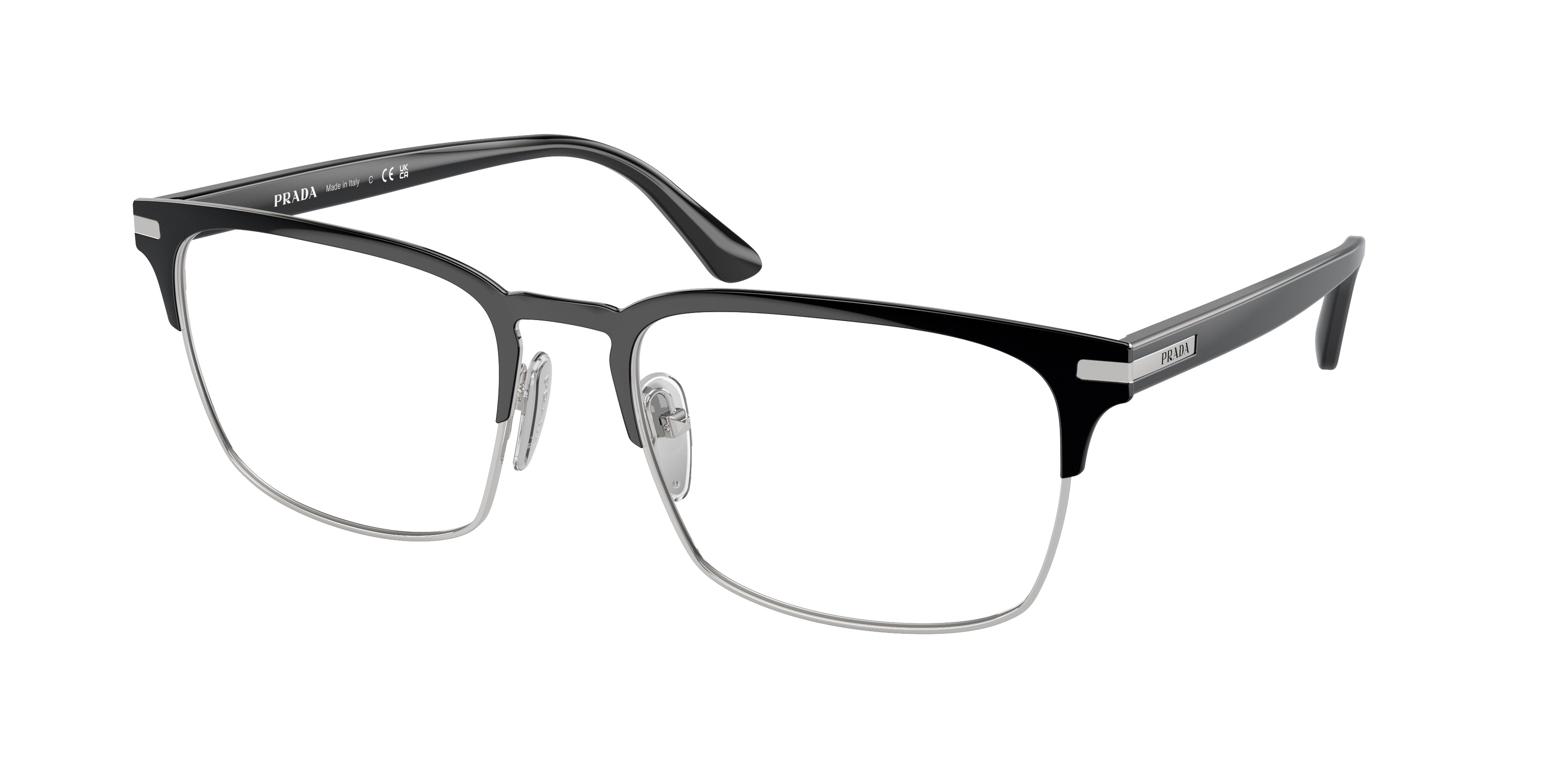 Prada PR58ZV Rectangle Eyeglasses  1AB1O1-Black 57-145-19 - Color Map Black