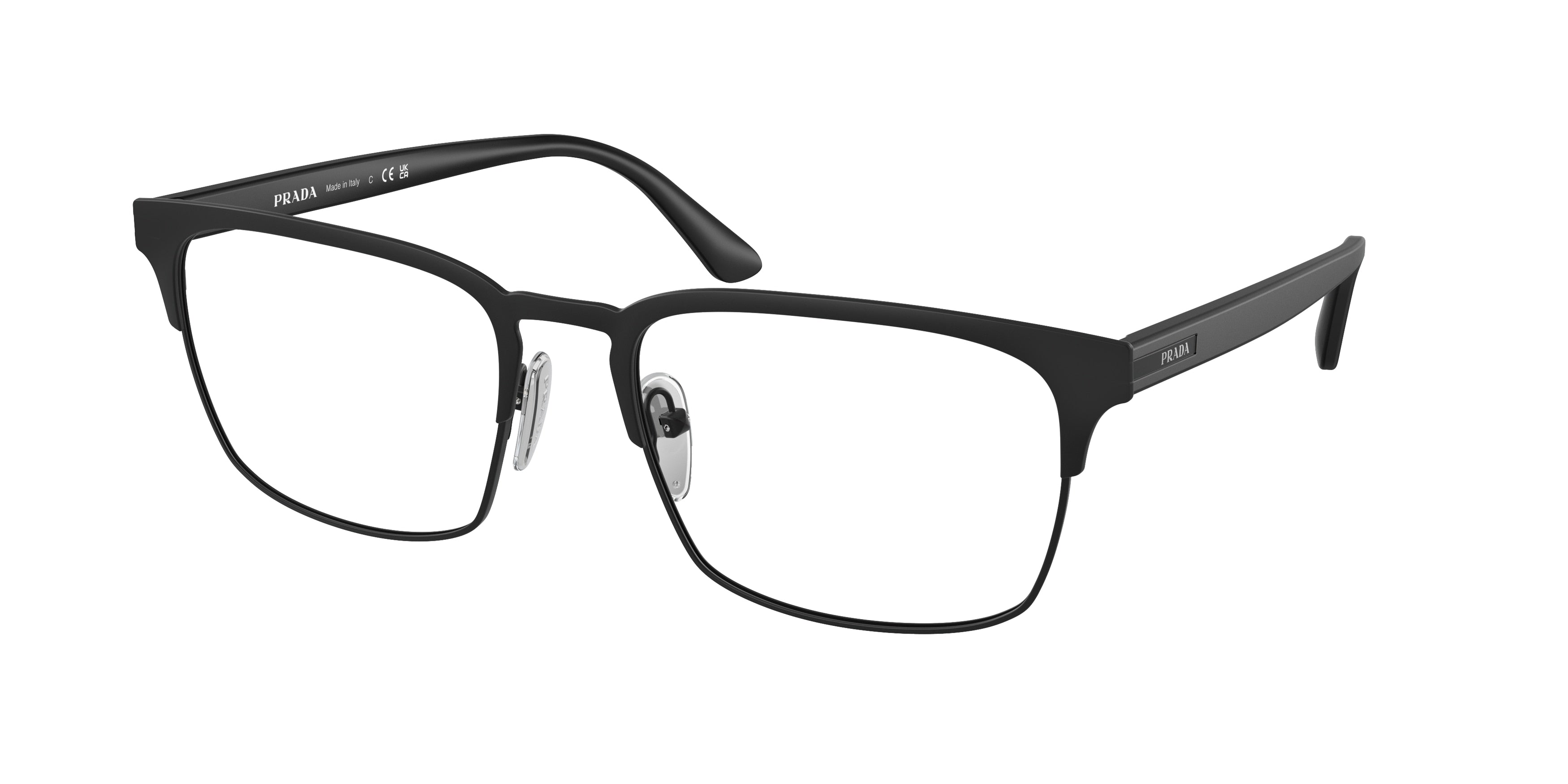 Prada PR58ZV Rectangle Eyeglasses  1BO1O1-Matte Black 57-145-19 - Color Map Black