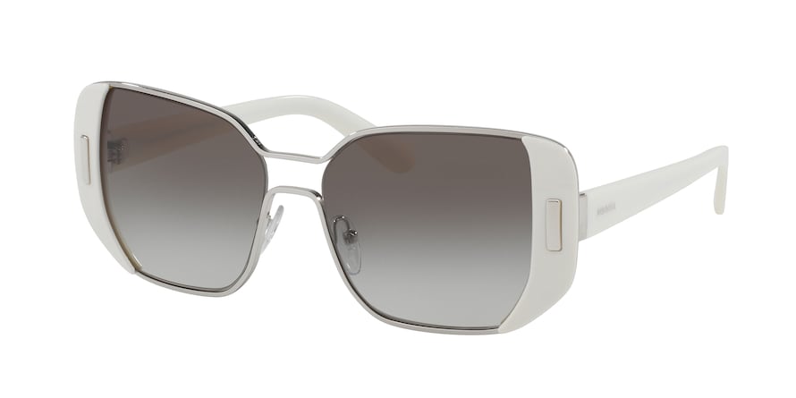 Prada PR59SS Rectangle Sunglasses  USB0A7-SILVER/IVORY 54-16-135 - Color Map ivory