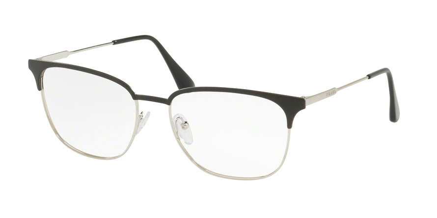 Prada CONCEPTUAL PR59UV Pillow Eyeglasses  1BO1O1-MATTE BLACK/SILVER 55-17-150 - Color Map black