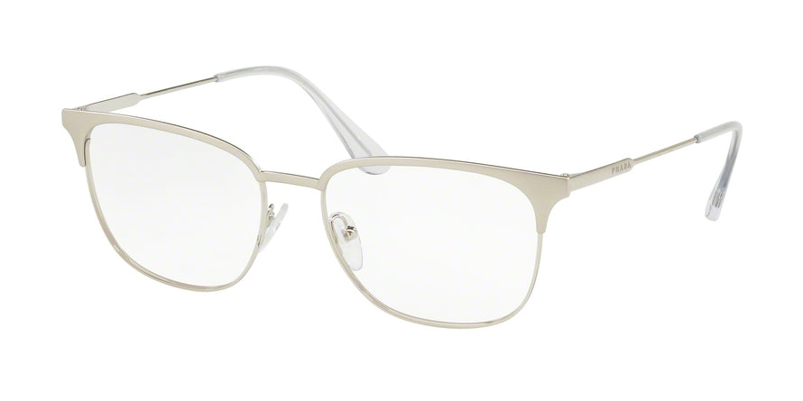 Prada CONCEPTUAL PR59UV Pillow Eyeglasses  TWD1O1-BRUSHED SILVER/SILVER 55-17-150 - Color Map silver