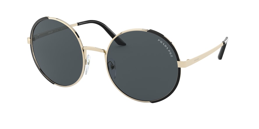 Prada PR59XS Round Sunglasses  QE35Z1-PALE GOLD/MATTE BLACK 57-22-140 - Color Map black