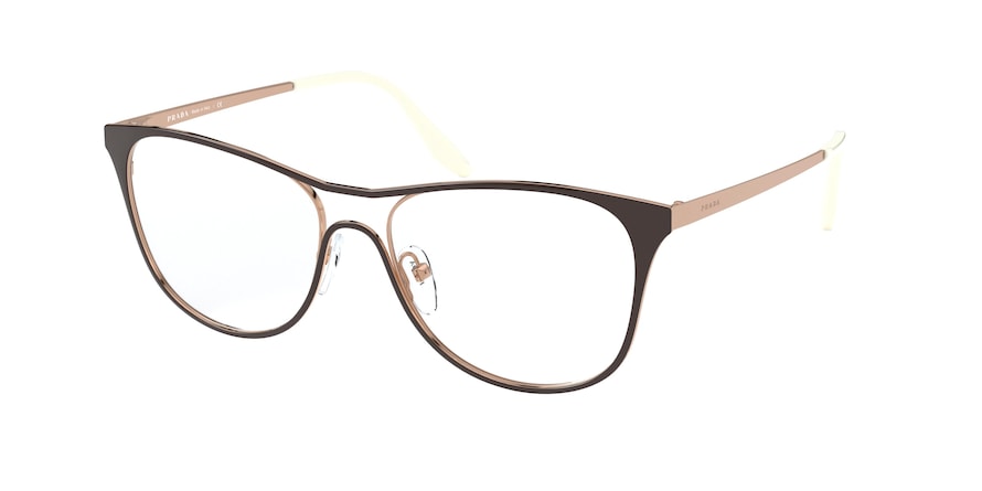 Prada PR59XV Pillow Eyeglasses  3311O1-TOP BROWN/ROSE GOLD 53-16-145 - Color Map brown