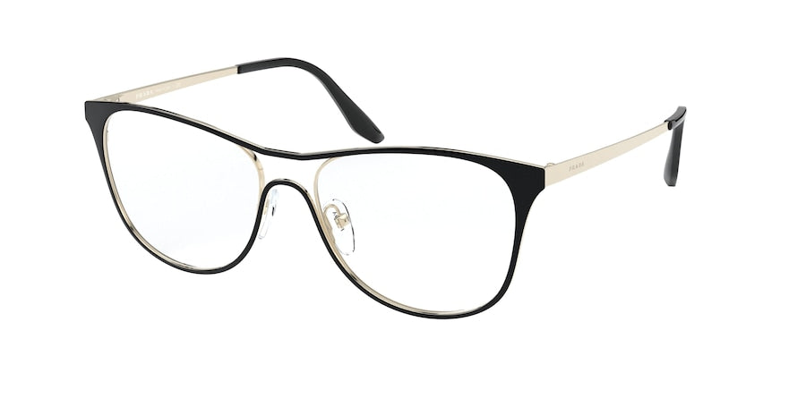 Prada PR59XV Pillow Eyeglasses  AAV1O1-TOP BLACK/PALE GOLD 53-16-145 - Color Map black