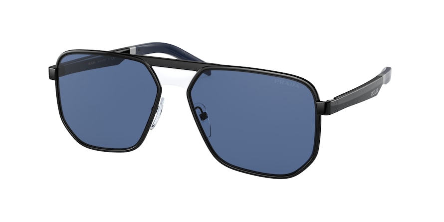 Prada PR60WS Rectangle Sunglasses  09S06A-BLACK/BLUE 58-16-145 - Color Map blue