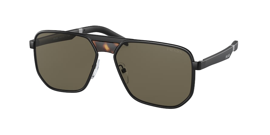 Prada PR60WS Rectangle Sunglasses  1BO5G1-MATTE BLACK 58-16-145 - Color Map black