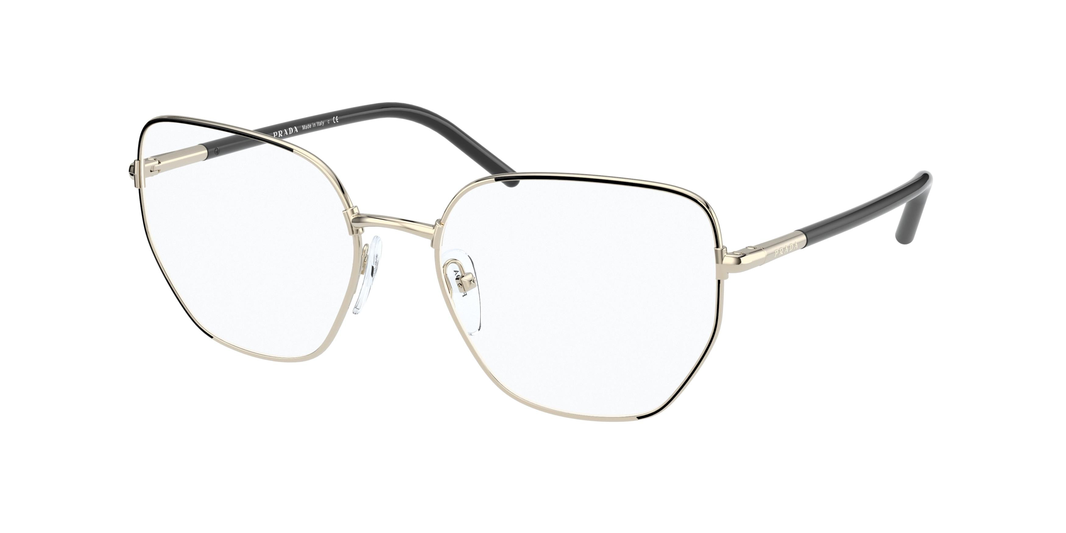Prada PR60WV Irregular Eyeglasses  AAV1O1-Black/Pale Gold 54-140-18 - Color Map Black