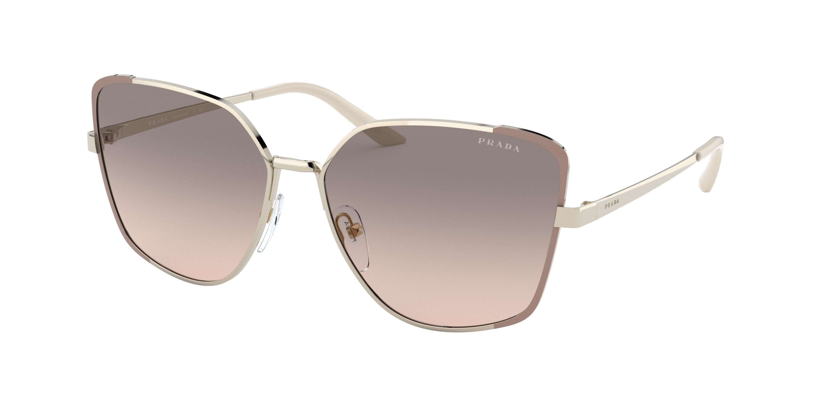 Prada PR60XS Irregular Sunglasses  07B4K0-Pale Gold/Matte Pink 59-140-16 - Color Map Gold