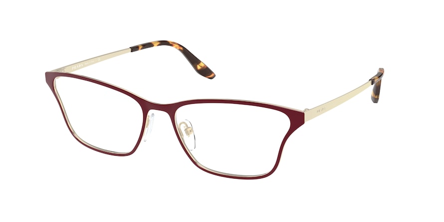 Prada PR60XV Butterfly Eyeglasses  5521O1-TOP BORDEAUX/PALE GOLD 55-16-145 - Color Map red