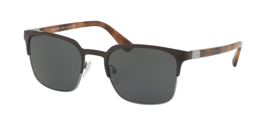 Prada PR61SS Square Sunglasses  USF1A1-BROWN/GUMMETAL 55-21-140 - Color Map brown