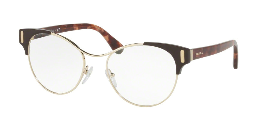 Prada PR61TV Butterfly Eyeglasses  DHO1O1-PALE GOLD/BROWN 52-18-135 - Color Map brown
