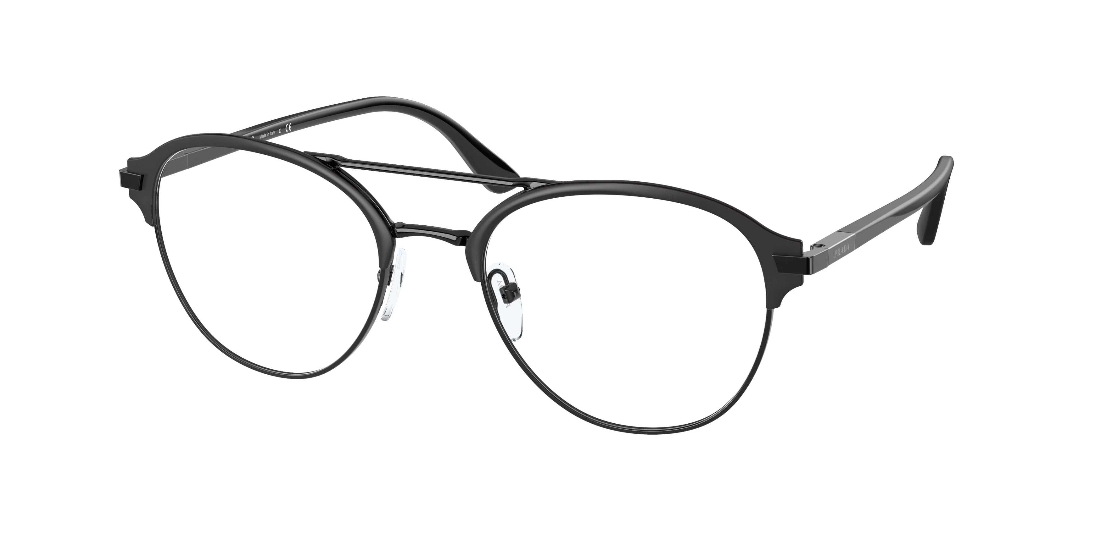Prada PR61WV Pilot Eyeglasses  07F1O1-Matte Black/Black 50-145-20 - Color Map Black