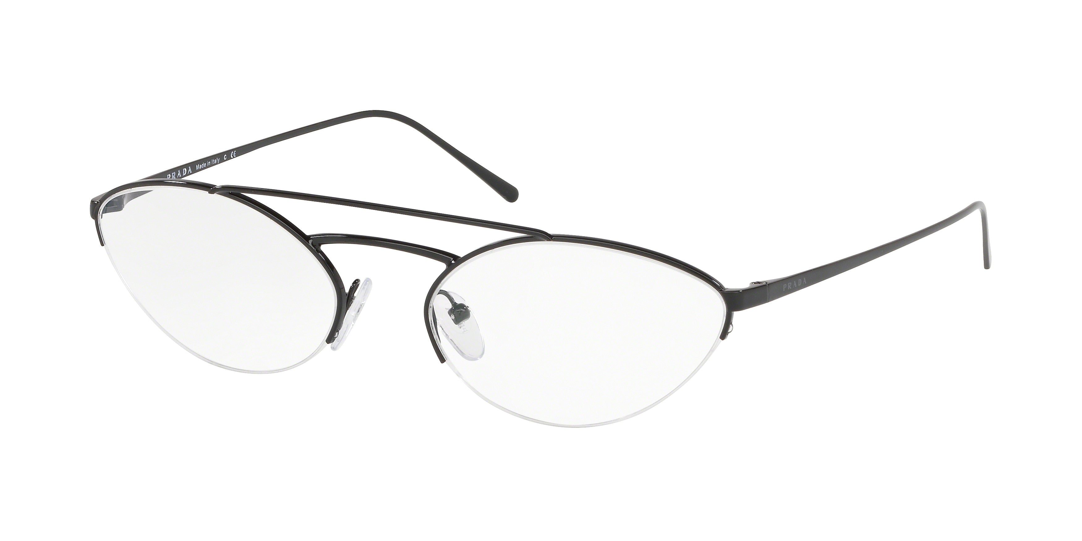 Prada CATWALK PR62VV Oval Eyeglasses  1AB1O1-Black 57-140-19 - Color Map Black