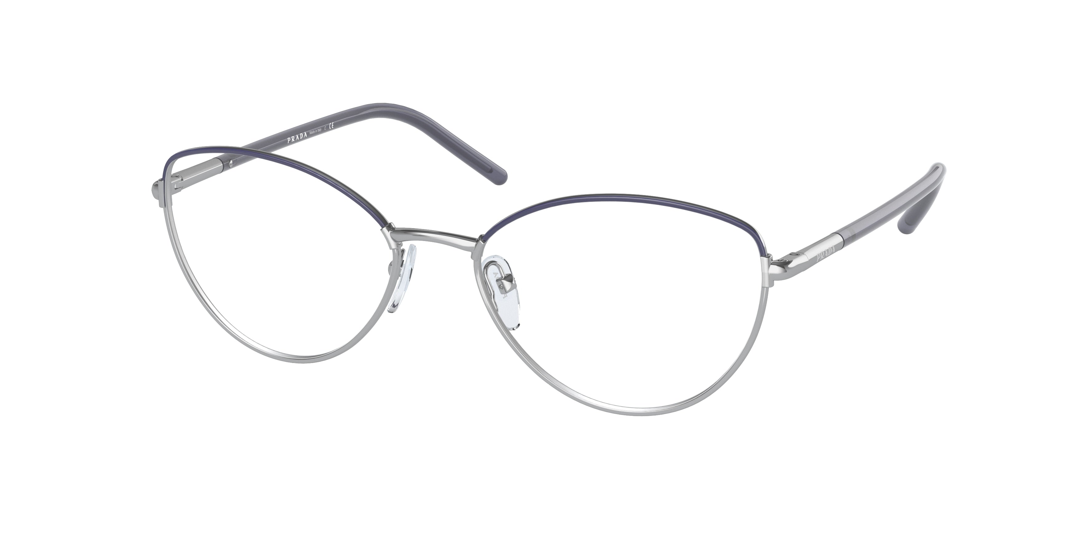 Prada PR62WV Butterfly Eyeglasses  09R1O1-Bluette/Silver 54-140-17 - Color Map Blue