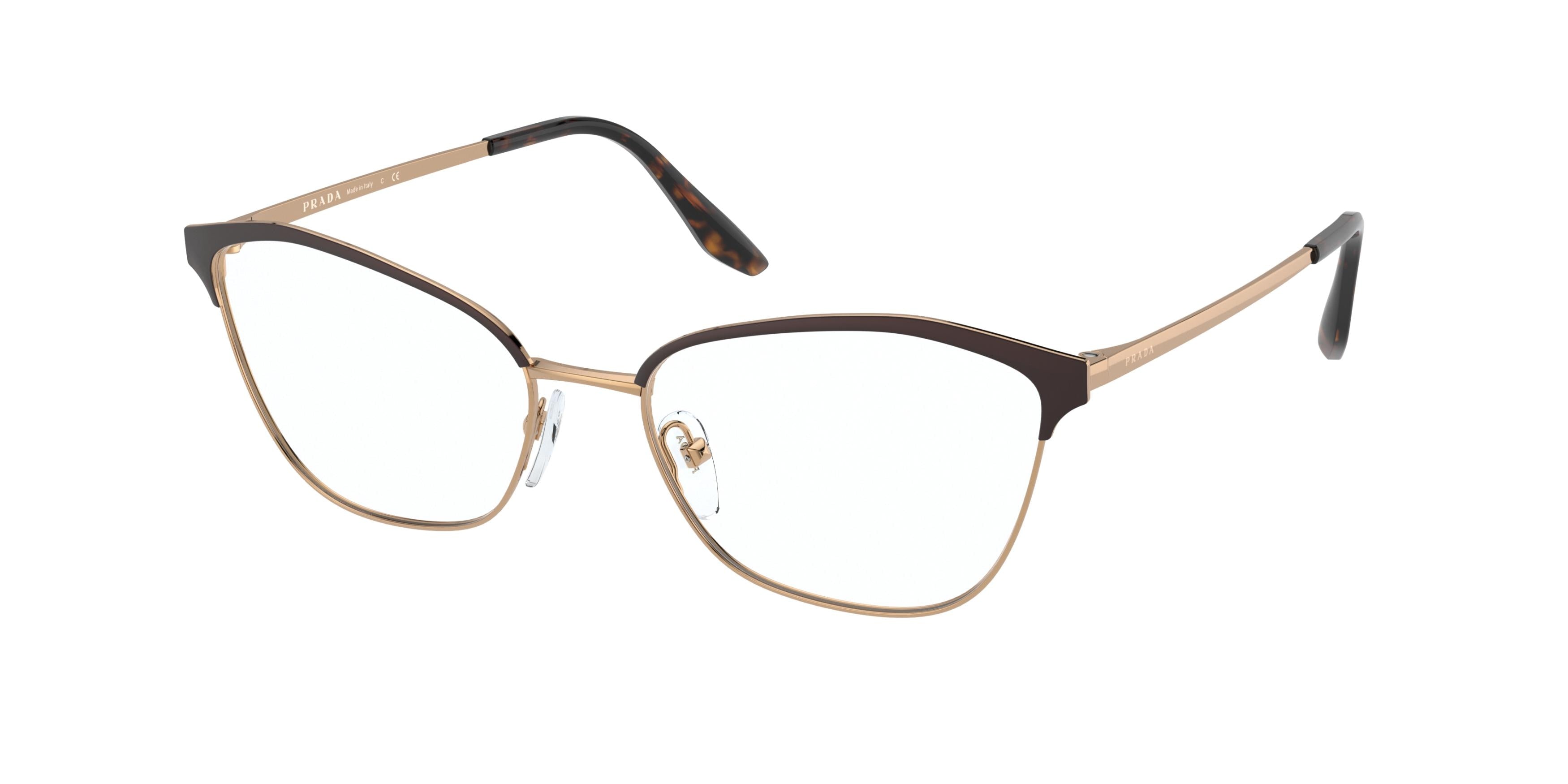 Prada PR62XV Cat Eye Eyeglasses  04E1O1-Matte Red/Pink Gold 54-145-17 - Color Map Red