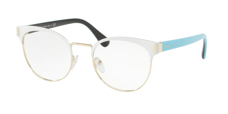 Prada PR63TV Oval Eyeglasses  VIC1O1-MATTE WHITE/PALE GOLD 50-19-135 - Color Map white