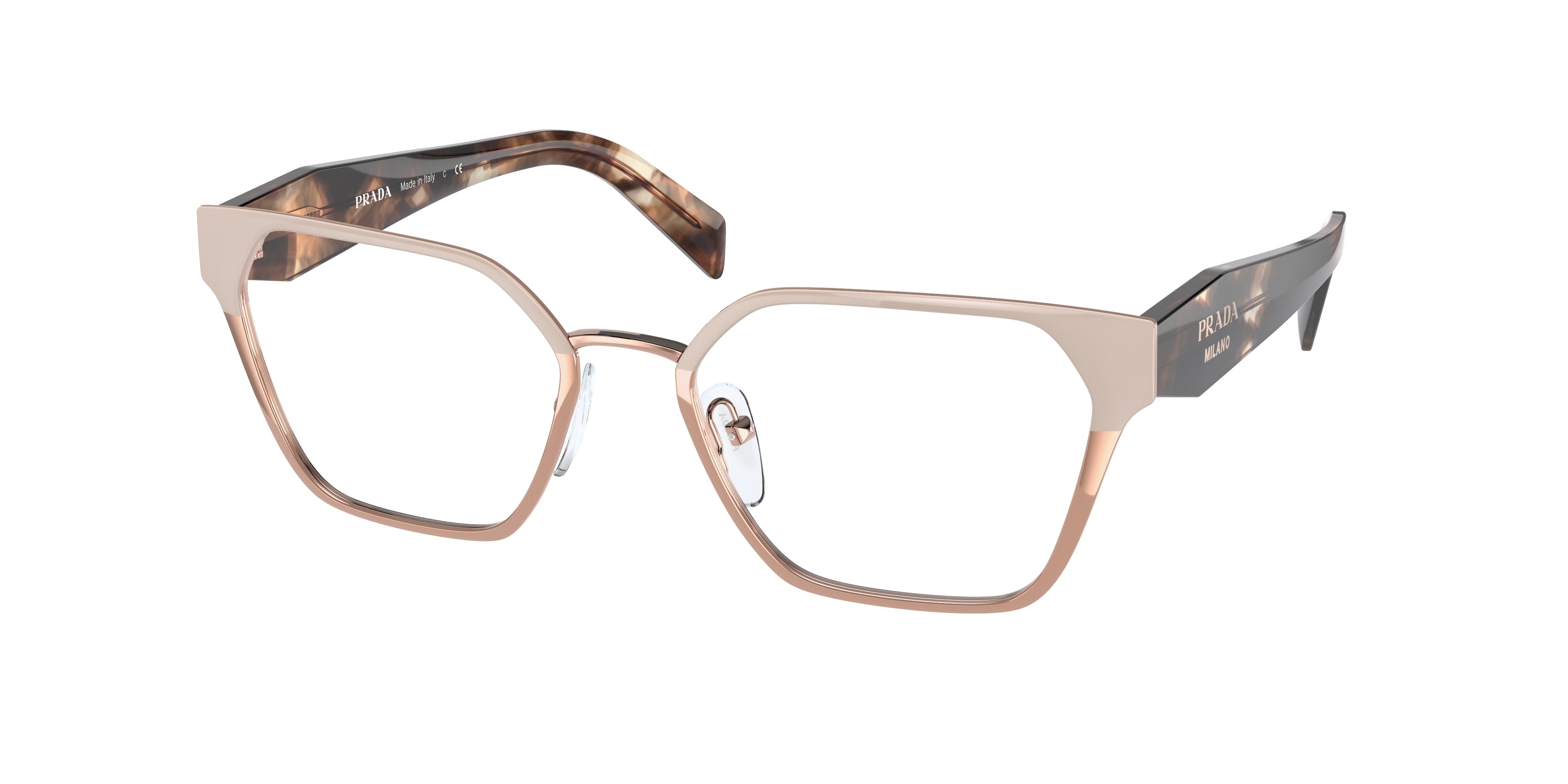 Prada PR63WV Irregular Eyeglasses  05L1O1-Powder/Pink Gold 52-140-18 - Color Map Grey
