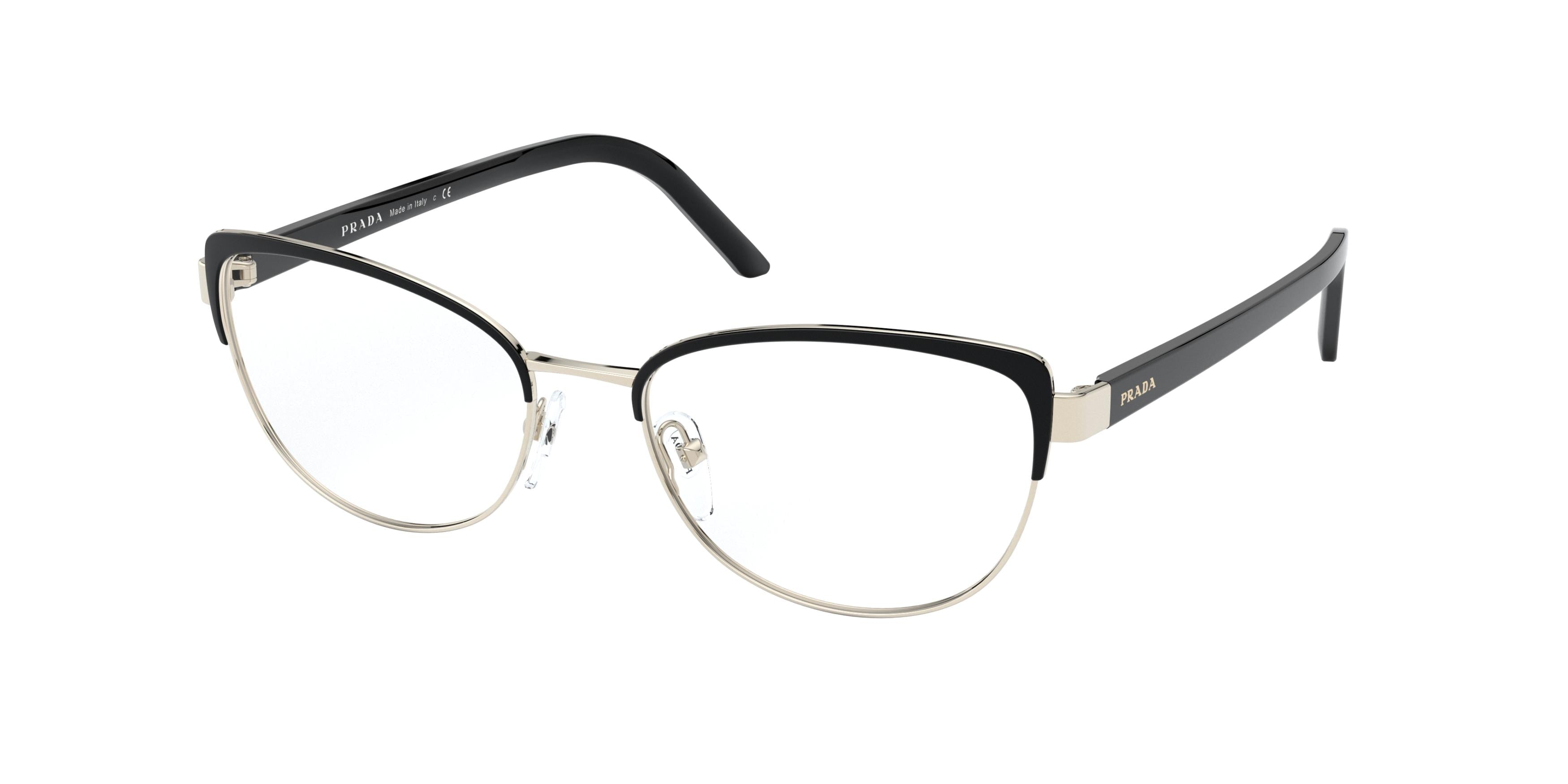 Prada PR63XV Cat Eye Eyeglasses  AAV1O1-Black/Pale Gold 53-140-17 - Color Map Black
