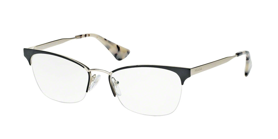 Prada CINEMA' PR65QV Rectangle Eyeglasses  QE31O1-BLACK/PALE GOLD 51-17-140 - Color Map black