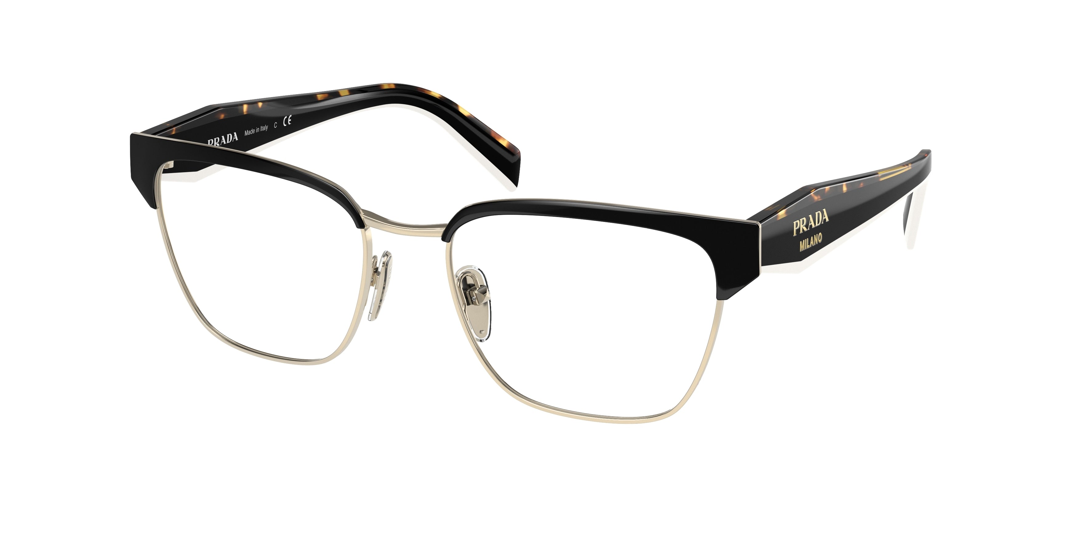 Prada PR65YV Irregular Eyeglasses  AAV1O1-Black/Pale Gold 53-140-18 - Color Map Black
