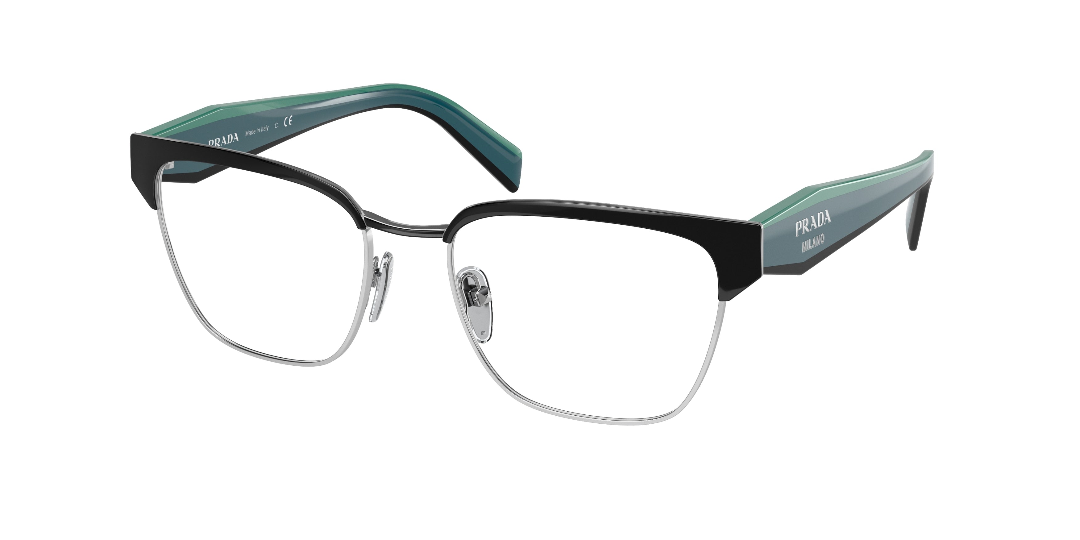 Prada PR65YV Irregular Eyeglasses  GAQ1O1-Black/Silver 51-140-18 - Color Map Black