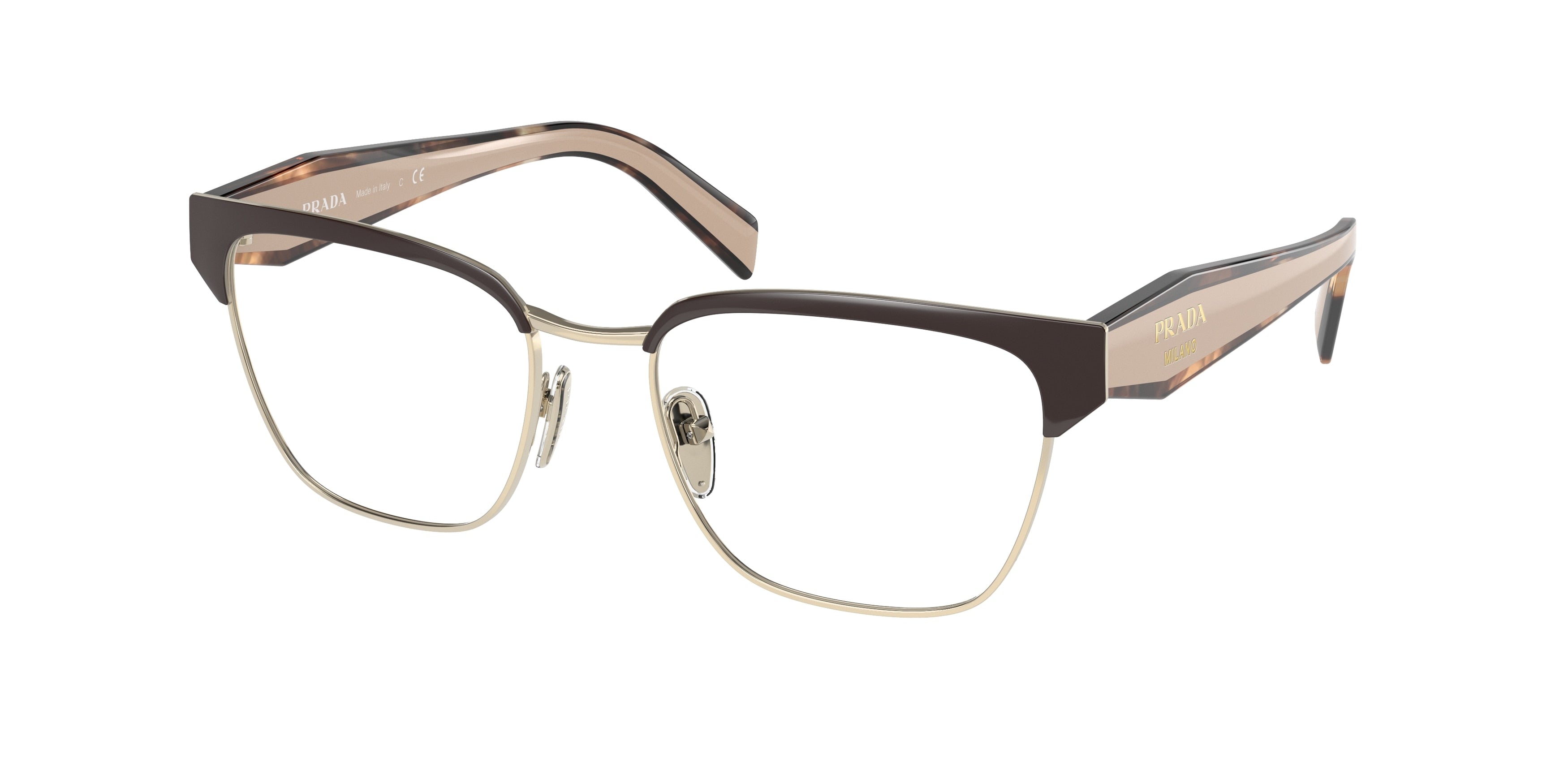 Prada PR65YV Irregular Eyeglasses  KOF1O1-Brown/Pale Gold 53-140-18 - Color Map Brown