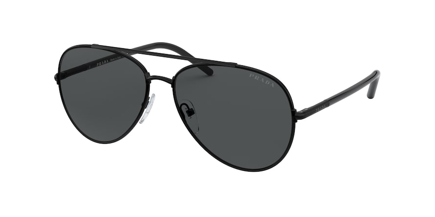 Prada PR66XS Round Sunglasses  1AB5S0-BLACK 57-14-140 - Color Map black