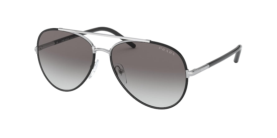 Prada PR66XS Round Sunglasses  4990A7-BLACK 57-14-140 - Color Map black