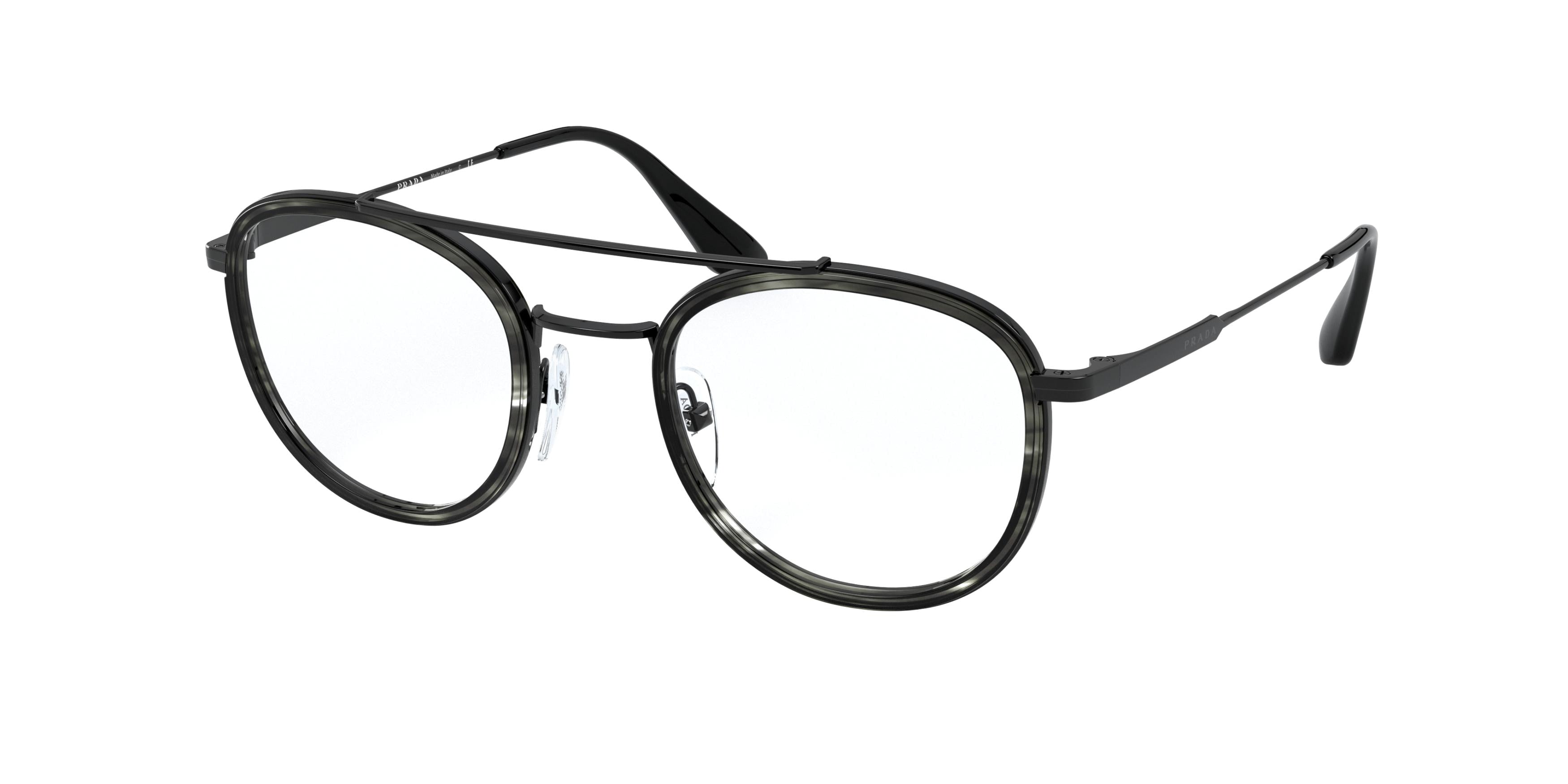 Prada PR66XV Phantos Eyeglasses  05A1O1-Striped Grey/Black 48-140-22 - Color Map Grey