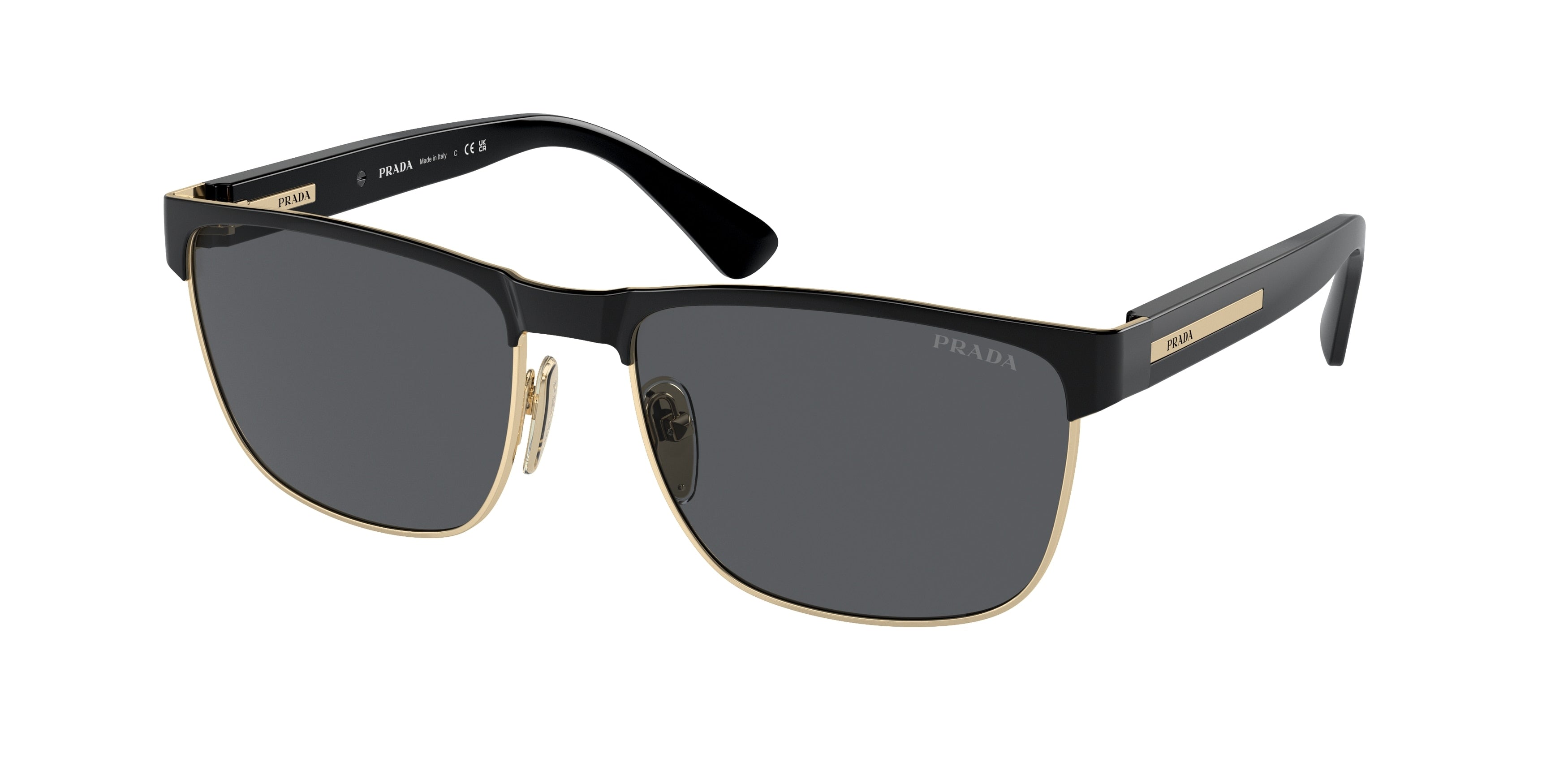 Prada PR66ZS Pillow Sunglasses  AAV07T-Black/Pale Gold 58-140-17 - Color Map Black