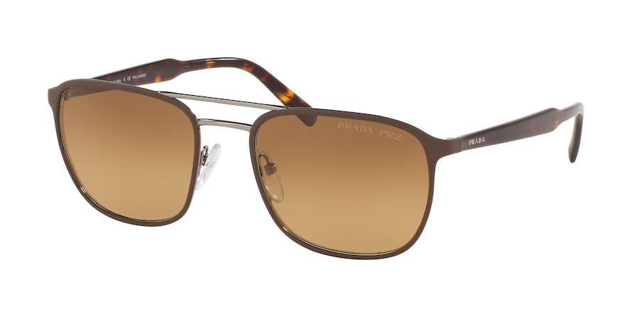 Prada CONCEPTUAL PR75VS Square Sunglasses  LAH732-MATTE BROWN/GUNMETAL 56-20-145 - Color Map brown