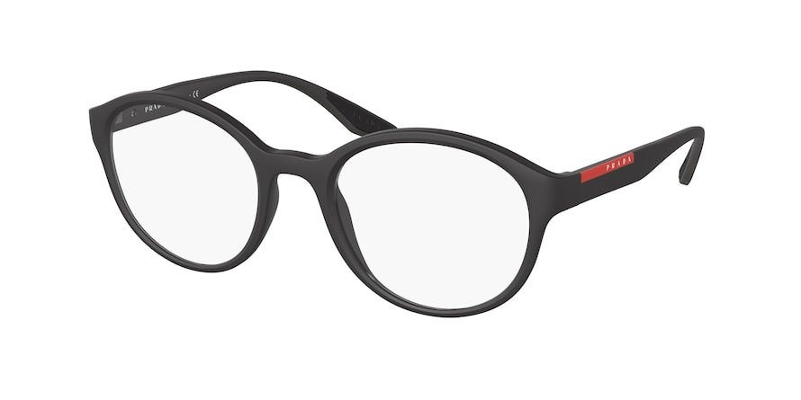 Prada Linea Rossa PS01NV Round Eyeglasses  DG01O1-BLACK RUBBER 52-21-145 - Color Map black