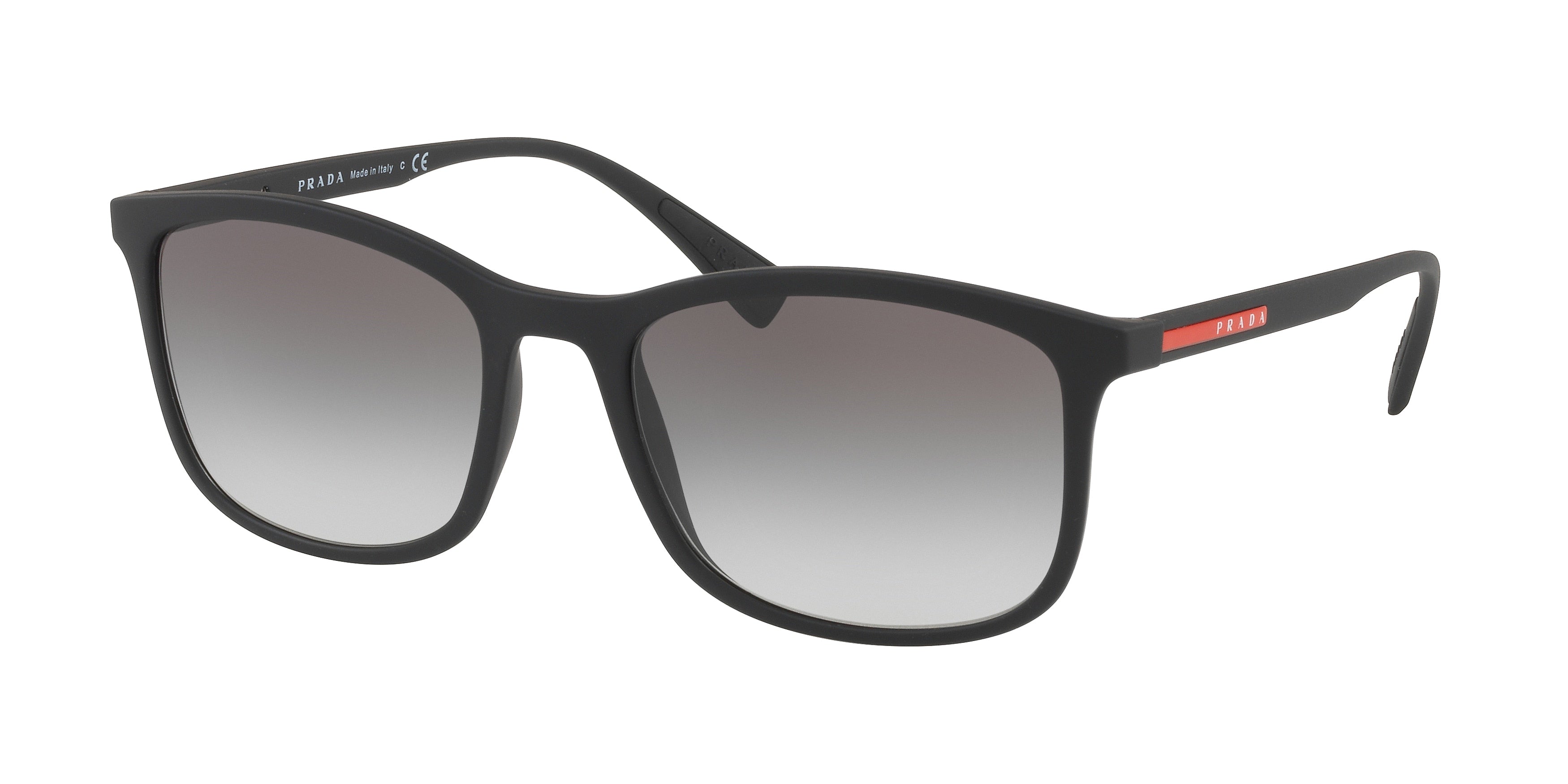 Prada Linea Rossa LIFESTYLE PS01TS Rectangle Sunglasses  DG00A7-Black Rubber 55-140-19 - Color Map Black