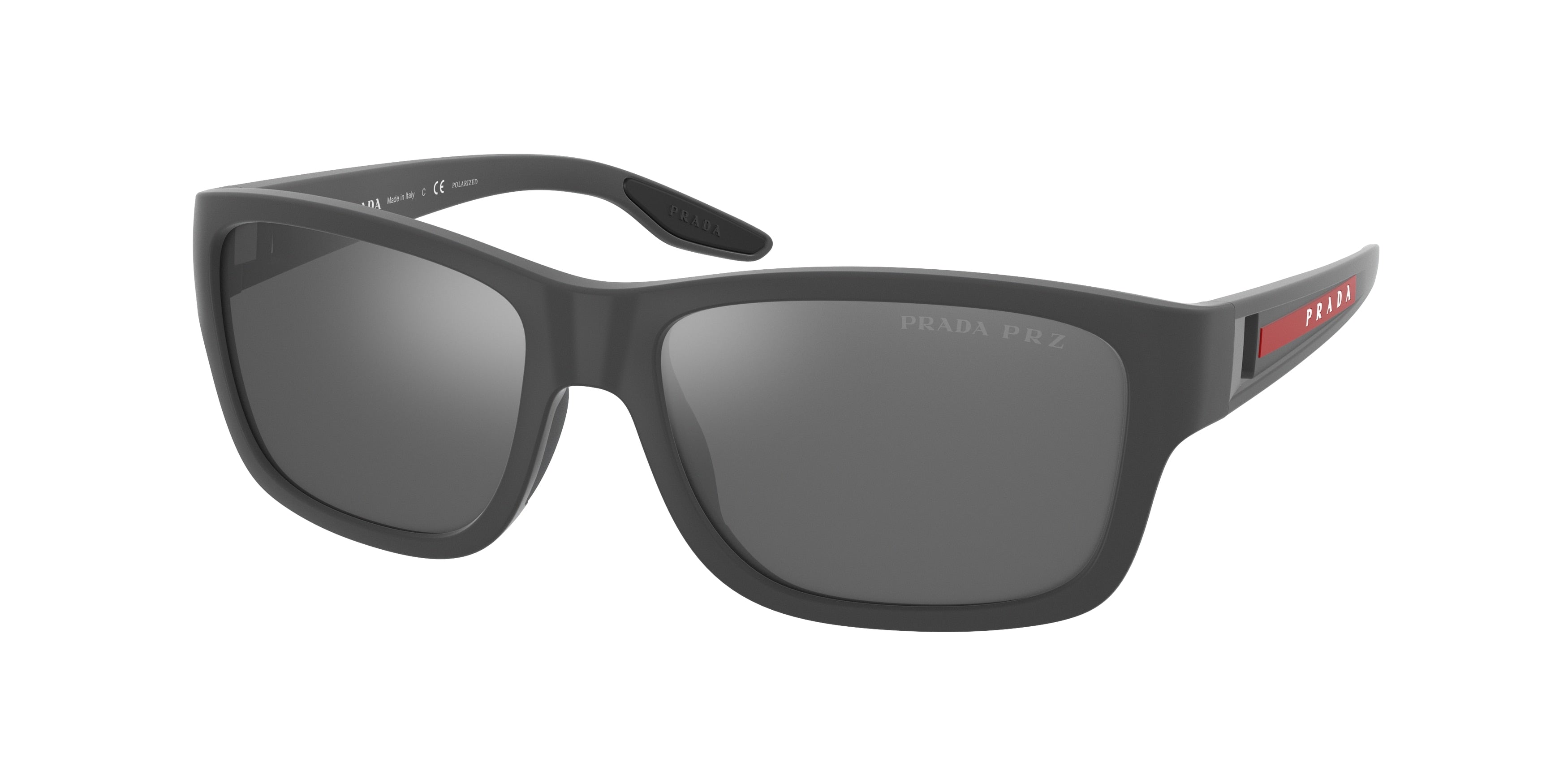 Prada Linea Rossa PS01WS Pillow Sunglasses  UFK07H-Grey Rubber 58-145-17 - Color Map Grey