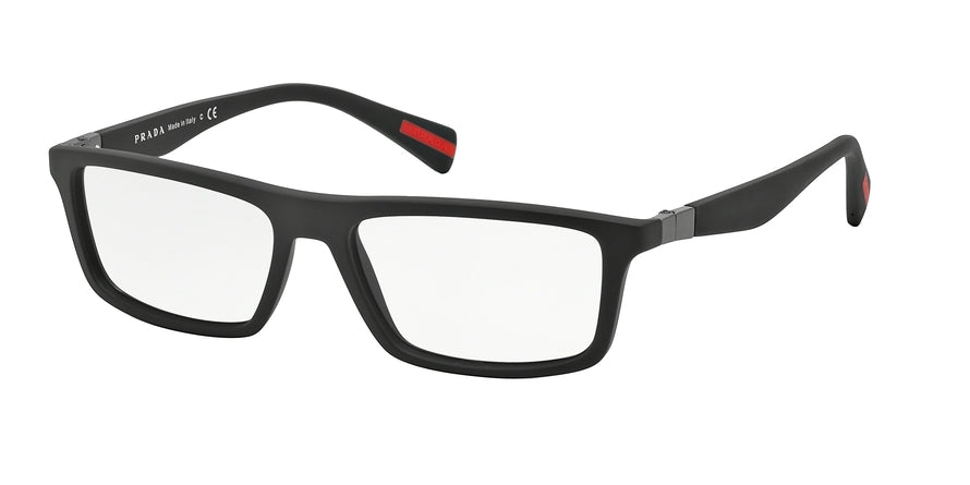 Prada Linea Rossa PS02FV Rectangle Eyeglasses  DG01O1-BLACK RUBBER 56-16-140 - Color Map black