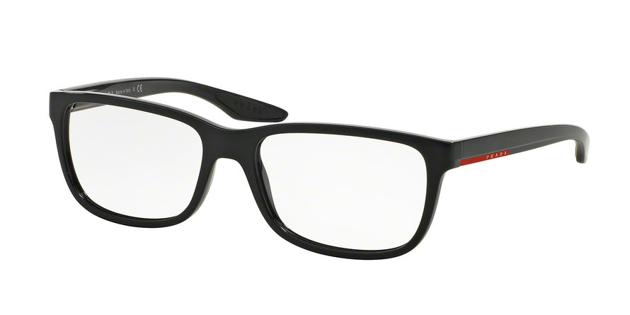 Prada Linea Rossa PS02GV Rectangle Eyeglasses  UB71O1-GLOSS BLACK GRADIENT MATTE 56-17-145 - Color Map black
