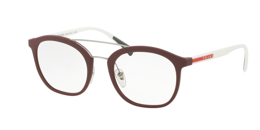 Prada Linea Rossa PS02HV Rectangle Eyeglasses  U601O1-BORDEAUX RUBBER 50-21-135 - Color Map pink