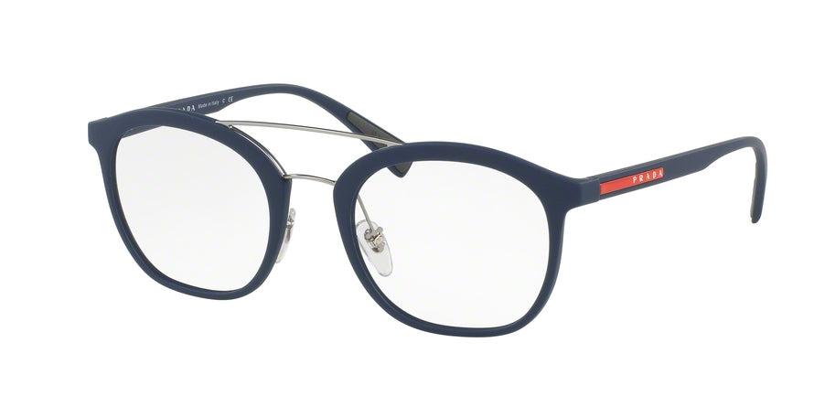 Prada Linea Rossa PS02HV Rectangle Eyeglasses  U6W1O1-BLUE RUBBER 52-21-140 - Color Map blue