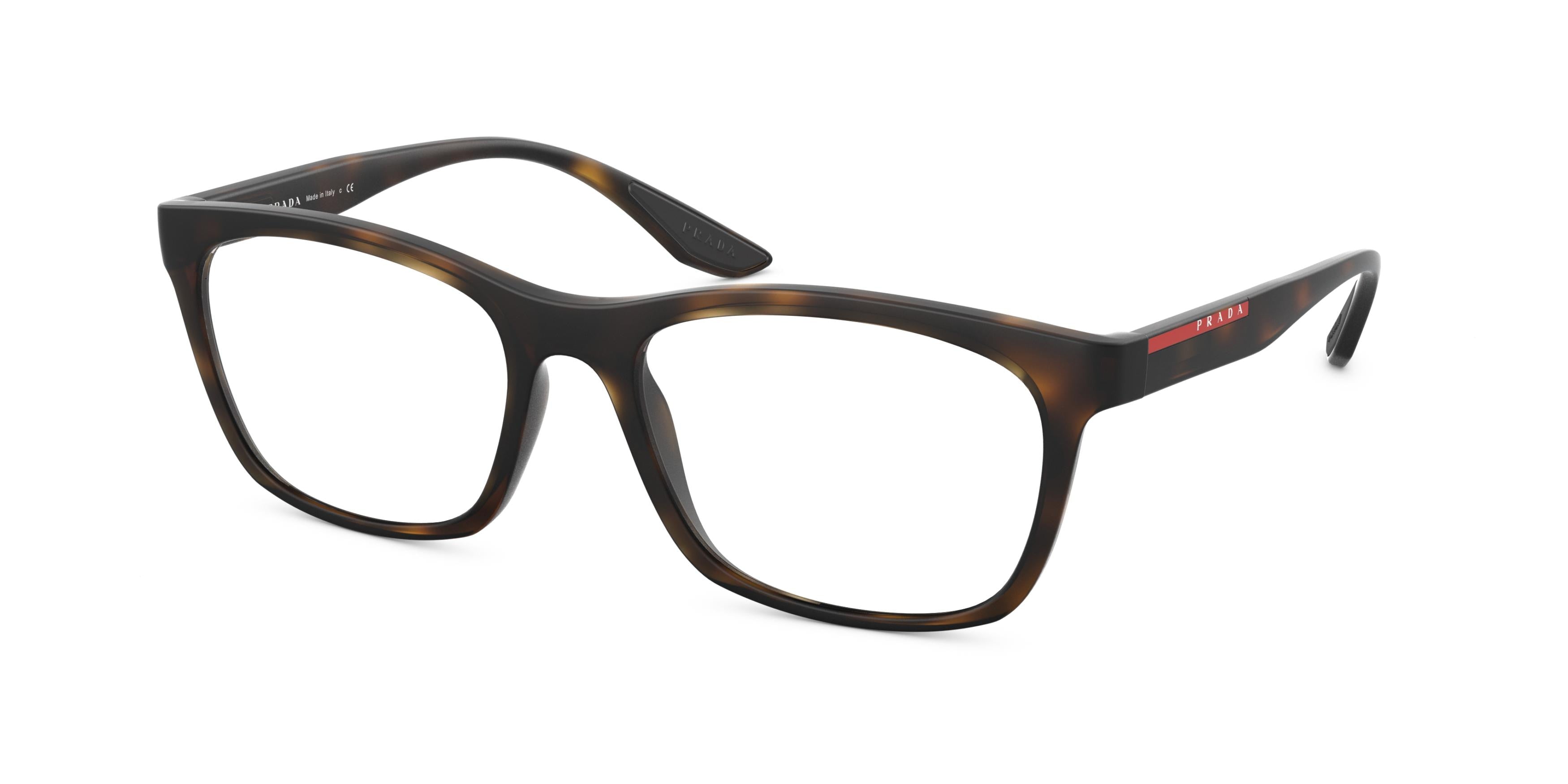 Prada Linea Rossa PS02NV Square Eyeglasses  5811O1-Havana Rubber 52-145-18 - Color Map Tortoise