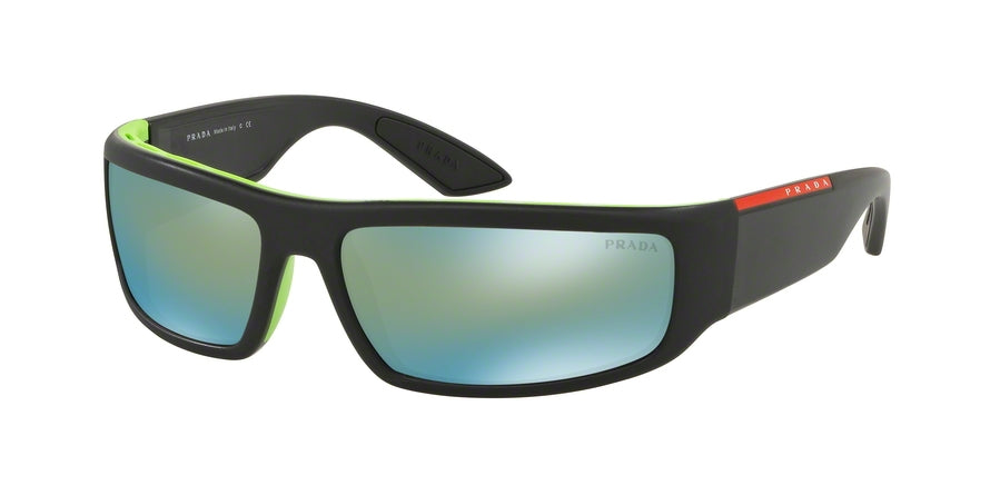 Prada Linea Rossa ACTIVE PS02US Rectangle Sunglasses  3594J2-BLACK/GREEN 65-16-130 - Color Map black