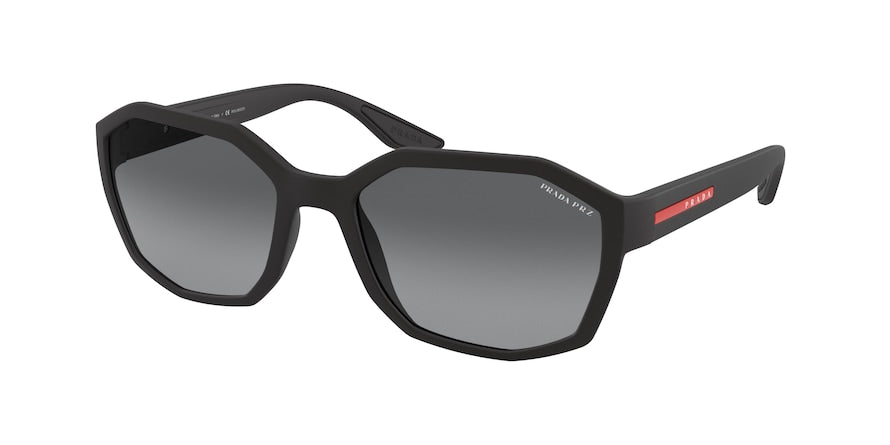 Prada Linea Rossa PS02VS Irregular Sunglasses  DG05W1-BLACK RUBBER 57-19-145 - Color Map black