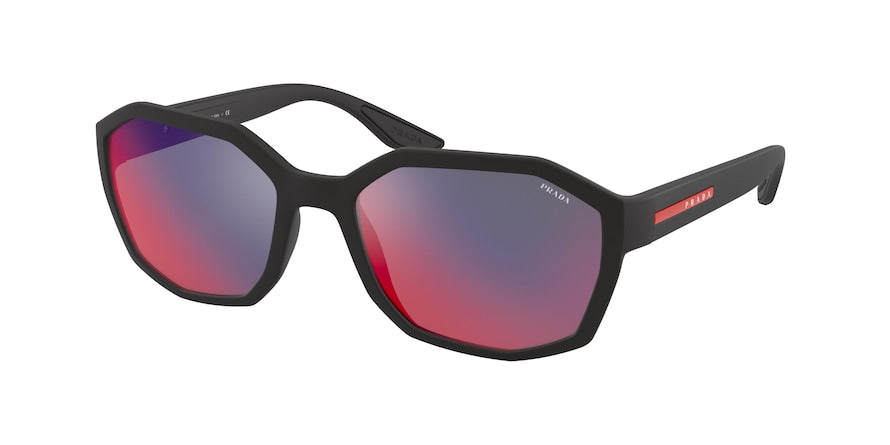 Prada Linea Rossa PS02VS Irregular Sunglasses  DG09Q1-BLACK RUBBER 57-19-145 - Color Map black