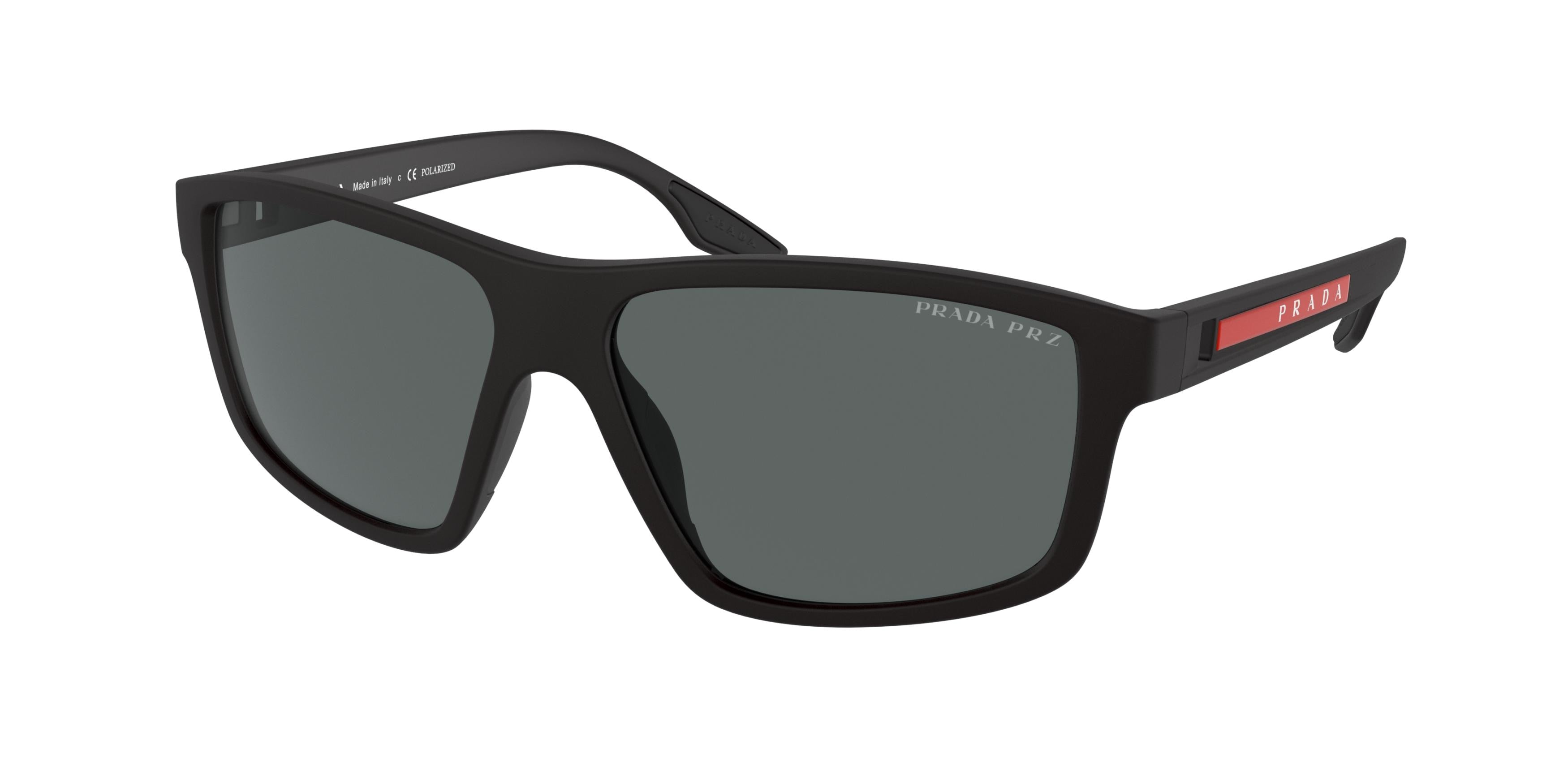 Prada Linea Rossa PS02XS Rectangle Sunglasses  DG002G-Black Rubber 60-145-15 - Color Map Black