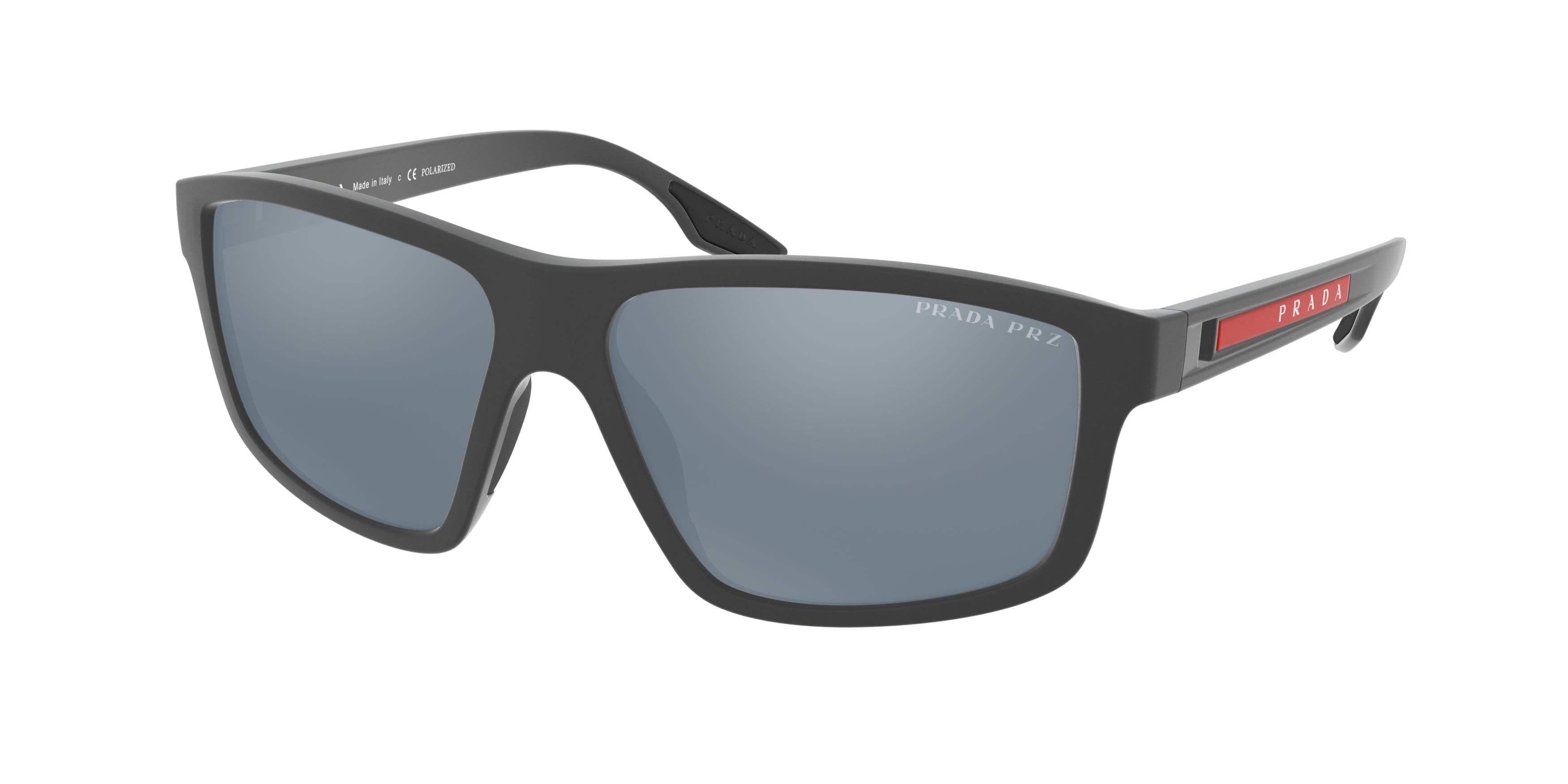 Prada Linea Rossa PS02XS Rectangle Sunglasses  UFK07H-Grey Rubber 60-145-15 - Color Map Grey